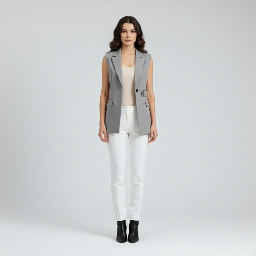 Women's Tailored Belted Longline Vest