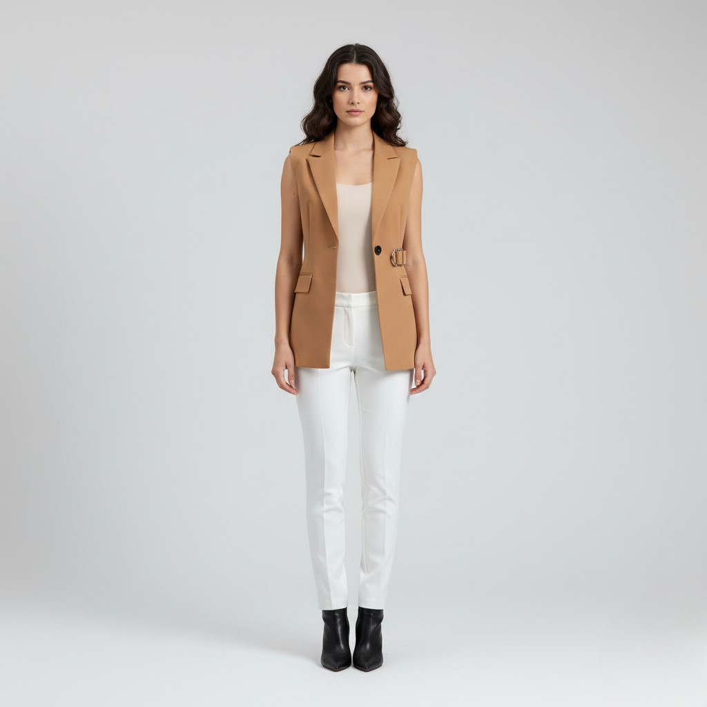 Women's Tailored Belted Longline Vest