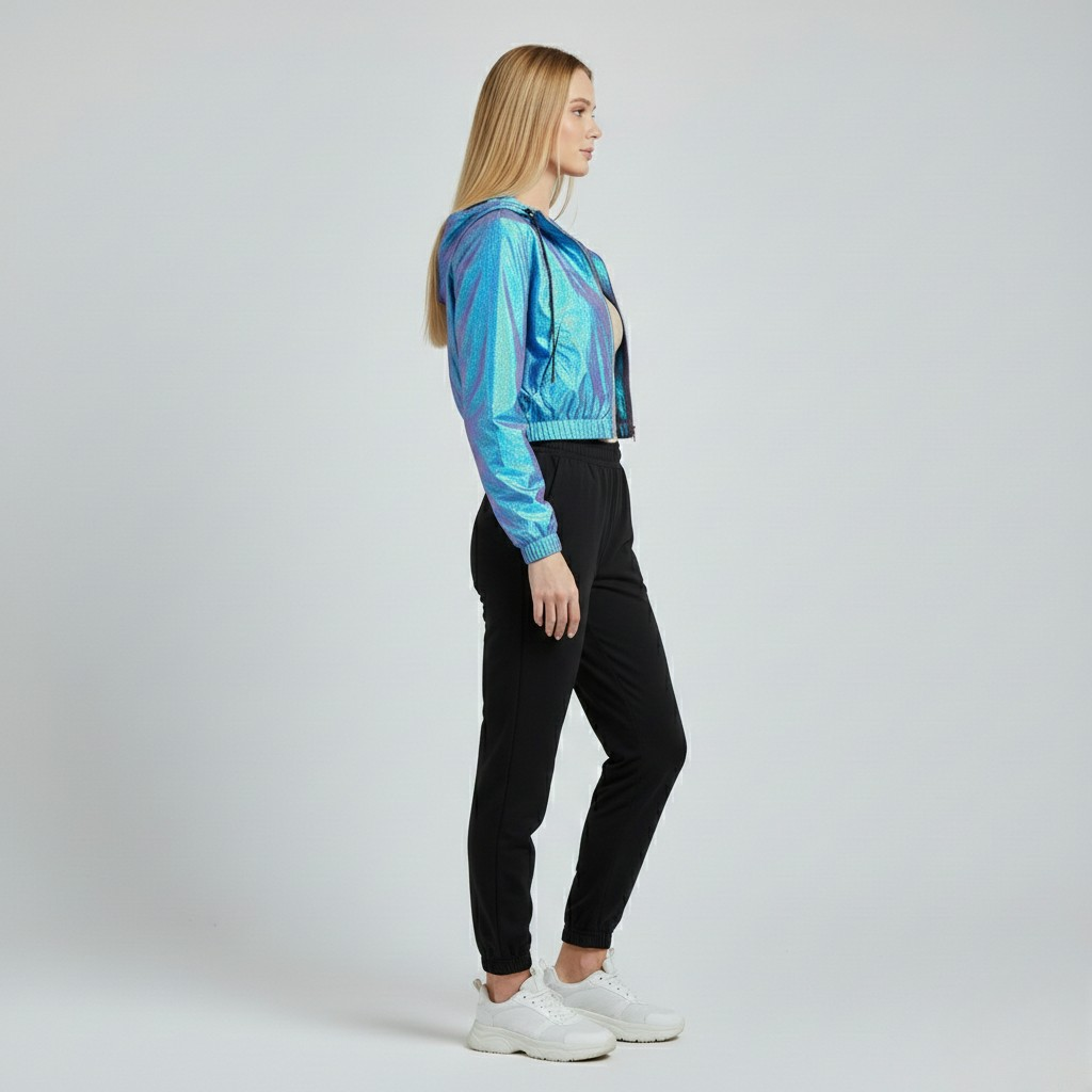 Women's Iridescent Cropped Windbreaker Jacket