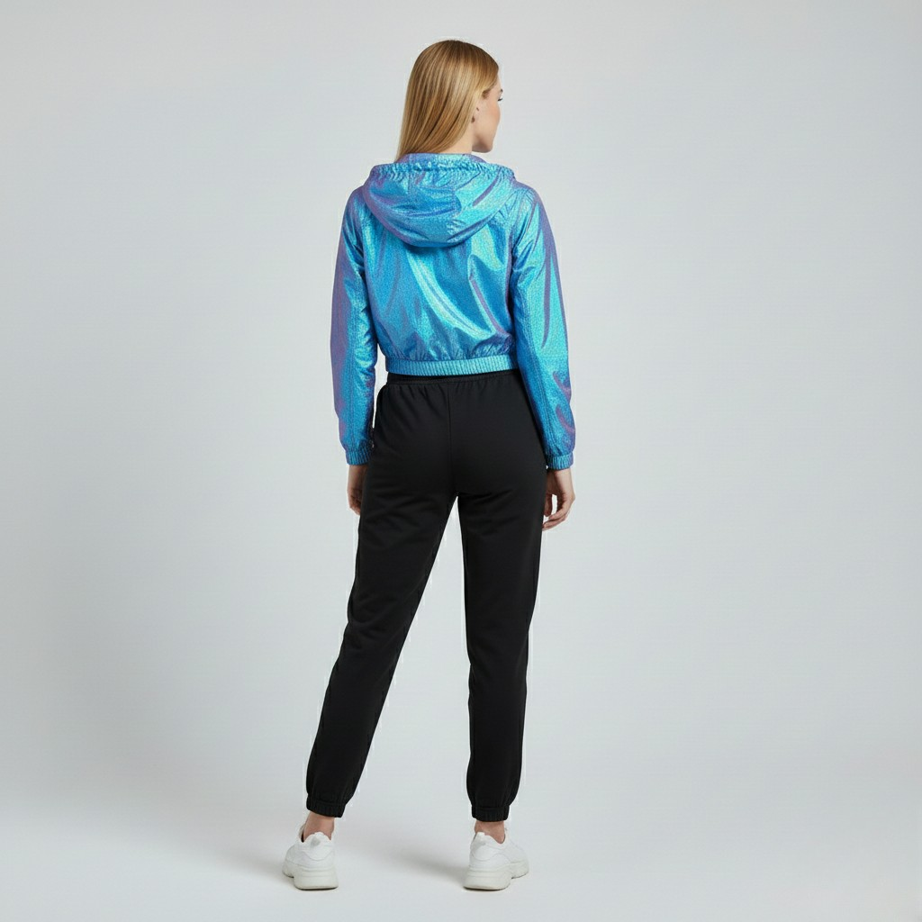 Women's Iridescent Cropped Windbreaker Jacket