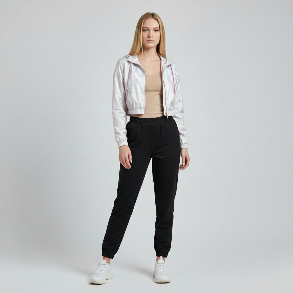 Women's Iridescent Cropped Windbreaker Jacket