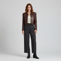 Women's Cropped Leather Tailored Jacket