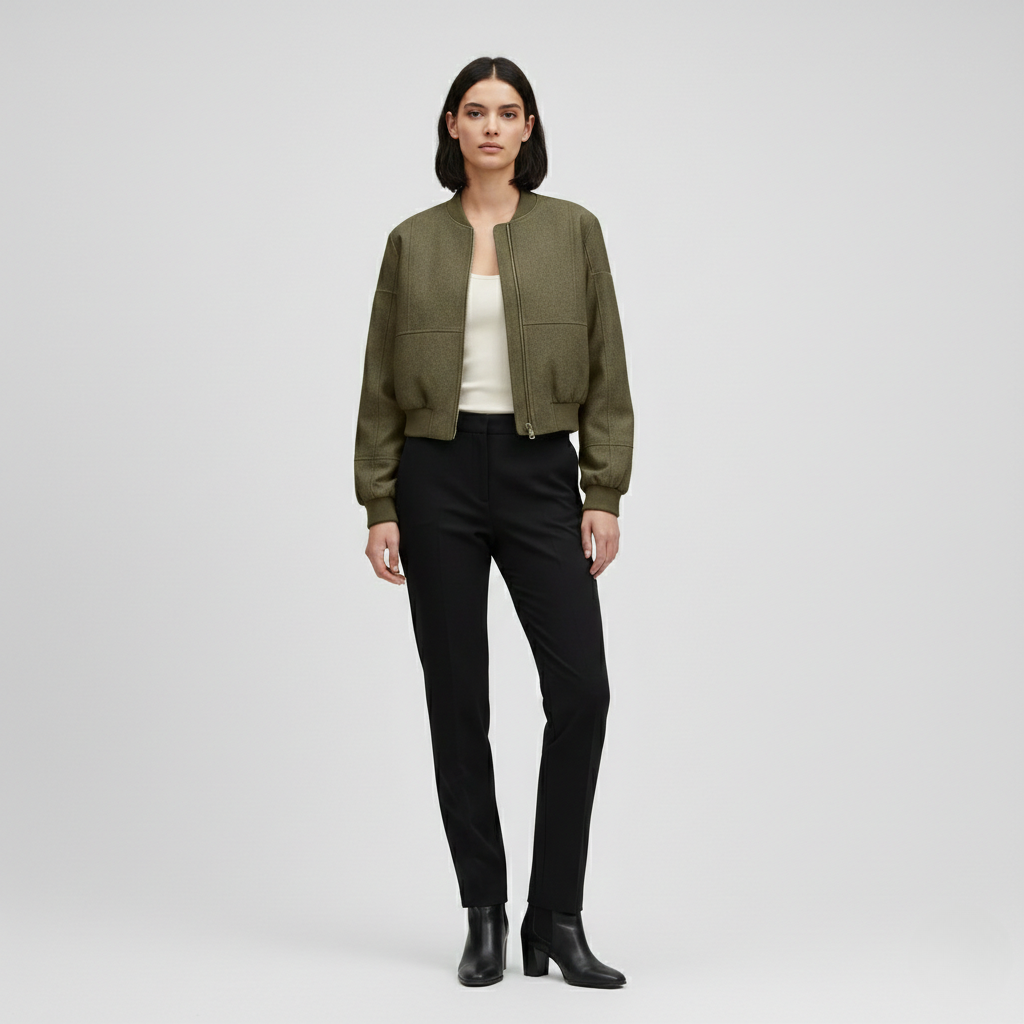 Women's Structured Zip-Up Bomber Jacket