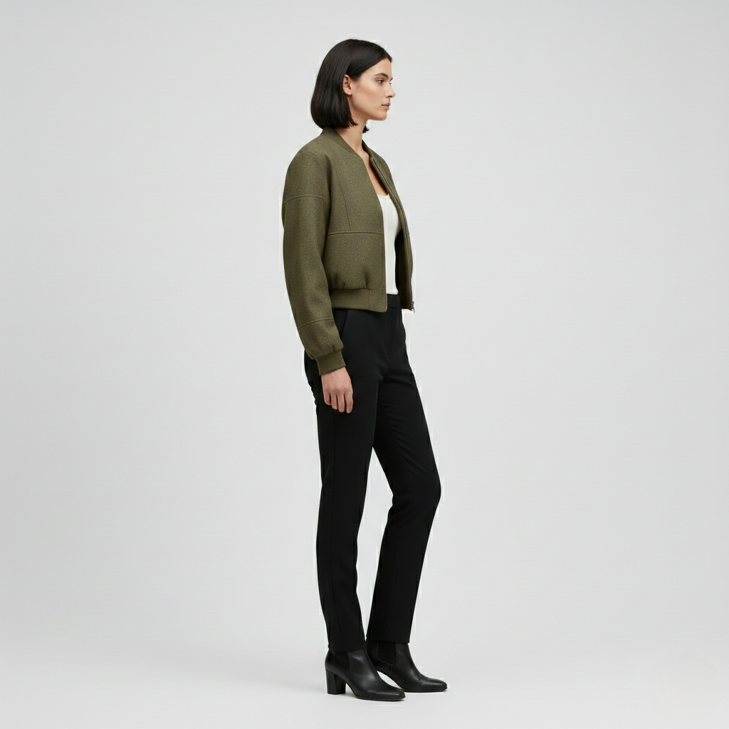 Women's Structured Zip-Up Bomber Jacket