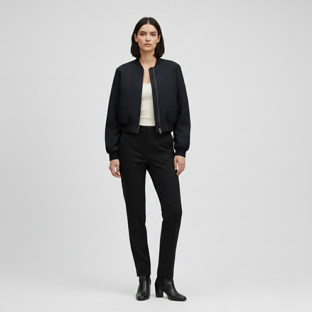 Women's Structured Zip-Up Bomber Jacket