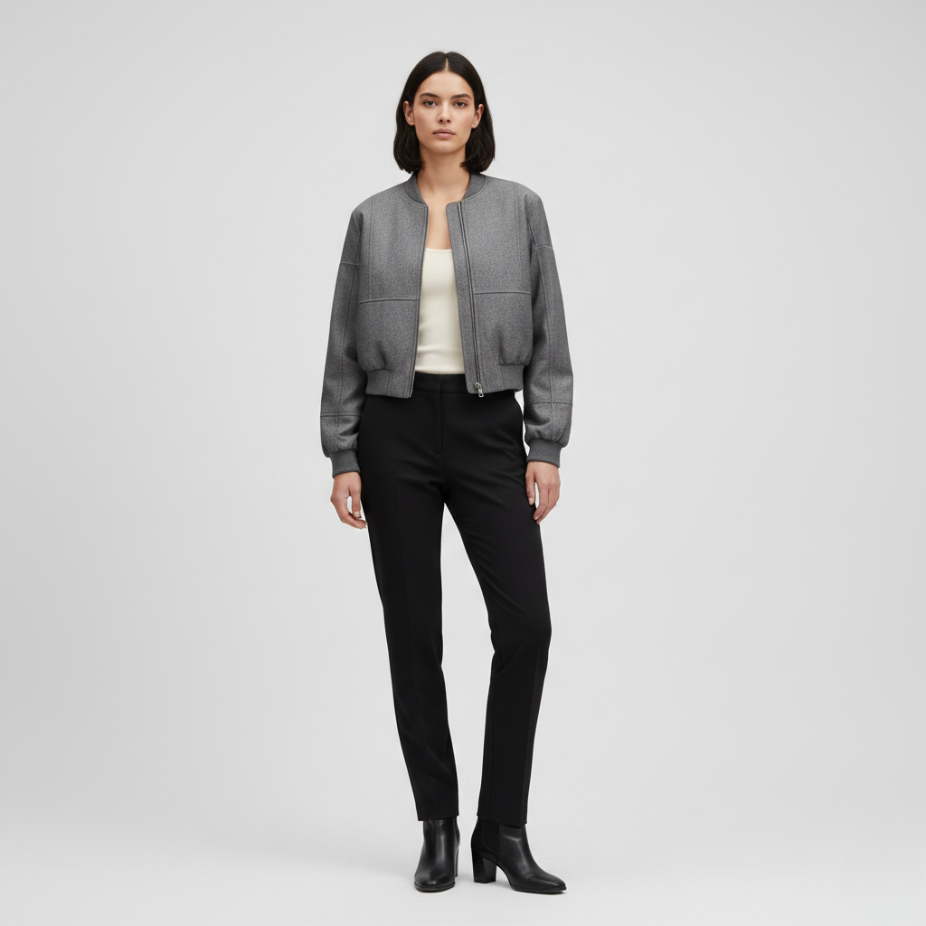 Women's Structured Zip-Up Bomber Jacket