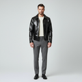 Men's Gloss Finish Zip Leather Jacket