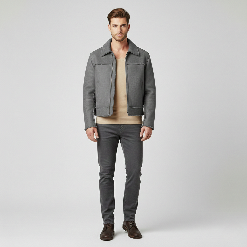 Men's Suede Zip-Front Jacket